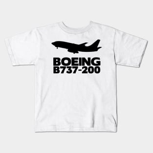 Boeing B737-200 Silhouette Print (Black) Kids T-Shirt